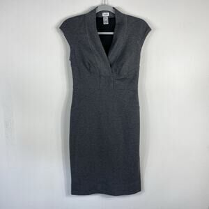 Cache Dress 2 Gray Sheath Cap Sleeve Ponte Career Party Event
